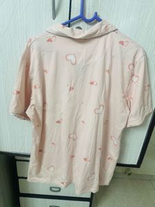 Cute Pink Heart Pajama Top