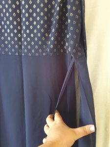 Navy Blue Printed Maxi Dress