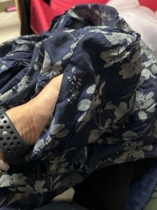 Navy Blue Floral Print Kurta