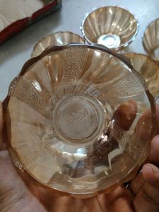 Set of 5 Amber Glass Bowls ( Vintage)