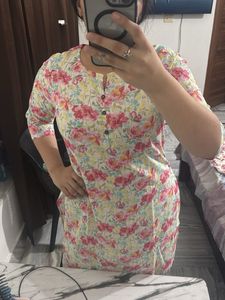 Floral Print loose fit Cotton Kurta