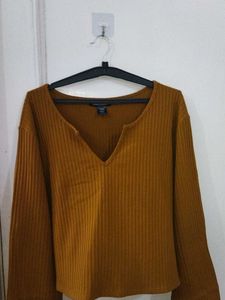 Ribbed V-Neck Cropped Top