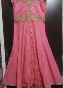 Elegant Pink Embroidered Ethnic Gown