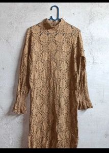 Elegant Black Lace Kurta with Red Trim