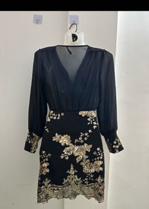 Black Floral Sequin Dress