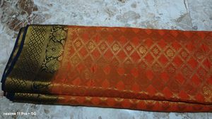 Elegant Orange &amp; Gold Silk Saree