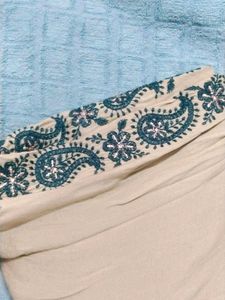 Peacock Blue Beautiful Kurti Plazzo And Duppata