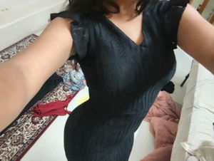 Chic Black Ruffled V-Neck Dress