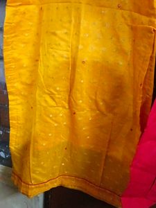 Yellow Kurta Set with Red Pants