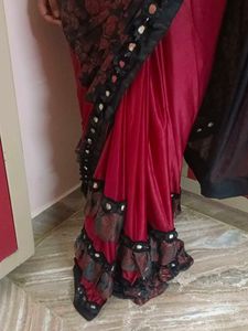 Floral Saree with Mirror Work