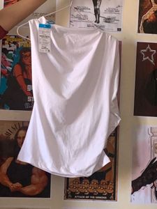 White One-Shoulder Long Sleeve Top