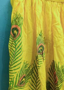 Yellow Peacock Print Skirt
