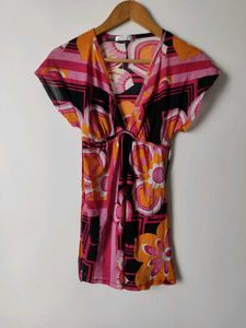 𝄞⨾💿✮˚.⋆Retro Floral Print V-Neck Tunic Top