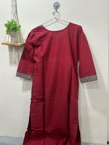 Beautiful Red Embroidered Kurta with bottom