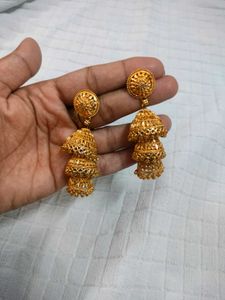 Exquisite Gold Jhumka Earrings