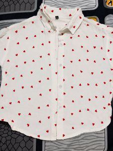 Cute White Shirt with Red Hearts