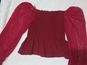 Chic Red Peplum Top