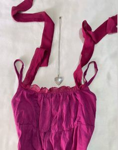 Gorgeous Pink Halter Neck Tie Up Top