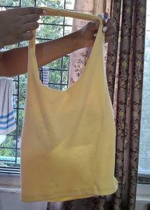 Butter Yellow Halter Neck Tank Top