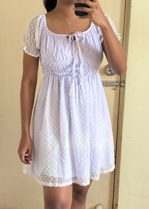 Cute Lavender Puff Sleeve Mini Dress
