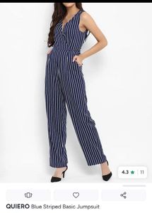 QUIERO Striped Navy Blue Jumpsuit