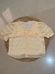 Sheer Puff Sleeve Blouse