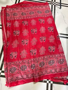 Mirror work Elephant Print Saree with blouse