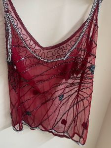 heavy handwork beaded jaipuri yk2 sheer top
