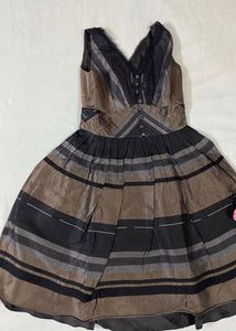 Striped V-neck Dress