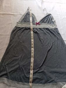 Cute Grey Nightgown with Lace Trim