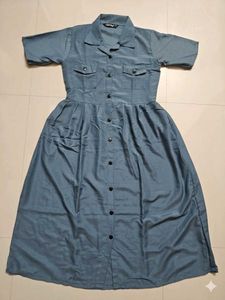 Stylish Blue Shirt Dress