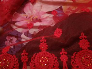 New Cherry Red Heavy Saree With blouse piece