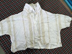 Striped Cropped Button-Up Shirt