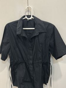 H&amp;m- worn only once- Black Drawstring Waist Shirt
