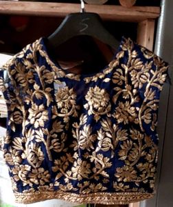 Navy Blue Embroidered Blouse