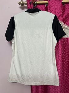 Two-Tone Zip-Neck T-Shirt