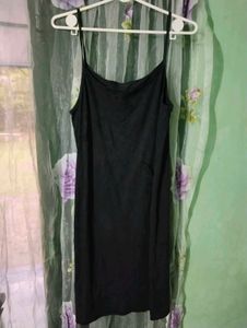 Length 41,Sleek Black Spaghetti Strap Dress