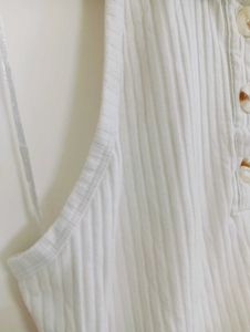 Chic Sleeveless White Polo Top