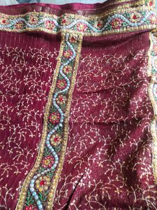 Elegant Maroon Embroidered Dupatta/Scarf