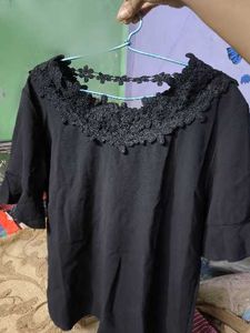 Black Lace Trim Top( new)