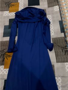 Blue Long fishtail backless dress