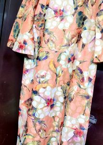 Peach Color &amp; Floral Printed Kurti for 44 Bust