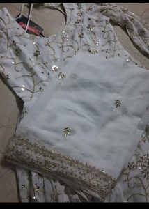 Elegant White Embellished Anarkali Suit