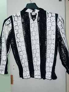 Striped Lace Top