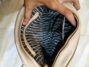 Cream Leather Crossbody Bag