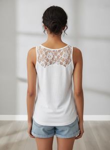 white lace-back casul tee