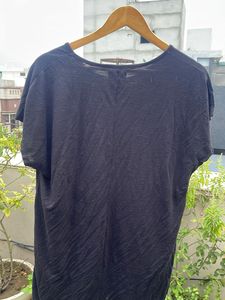 Chic Black Linen Blend T-Shirt