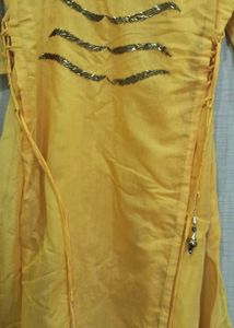 Mustard Yellow Designer A-Line Kurti Gown