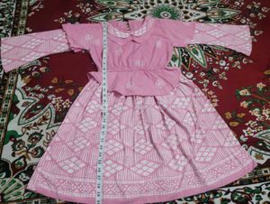 Stylish Pink Cotton Skirt Set