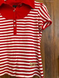 Red &amp; White Striped Polo Shirt